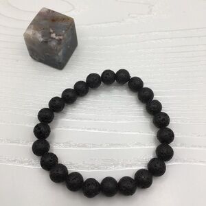 HANDCRAFTED Black Lava Stretch Bracelet